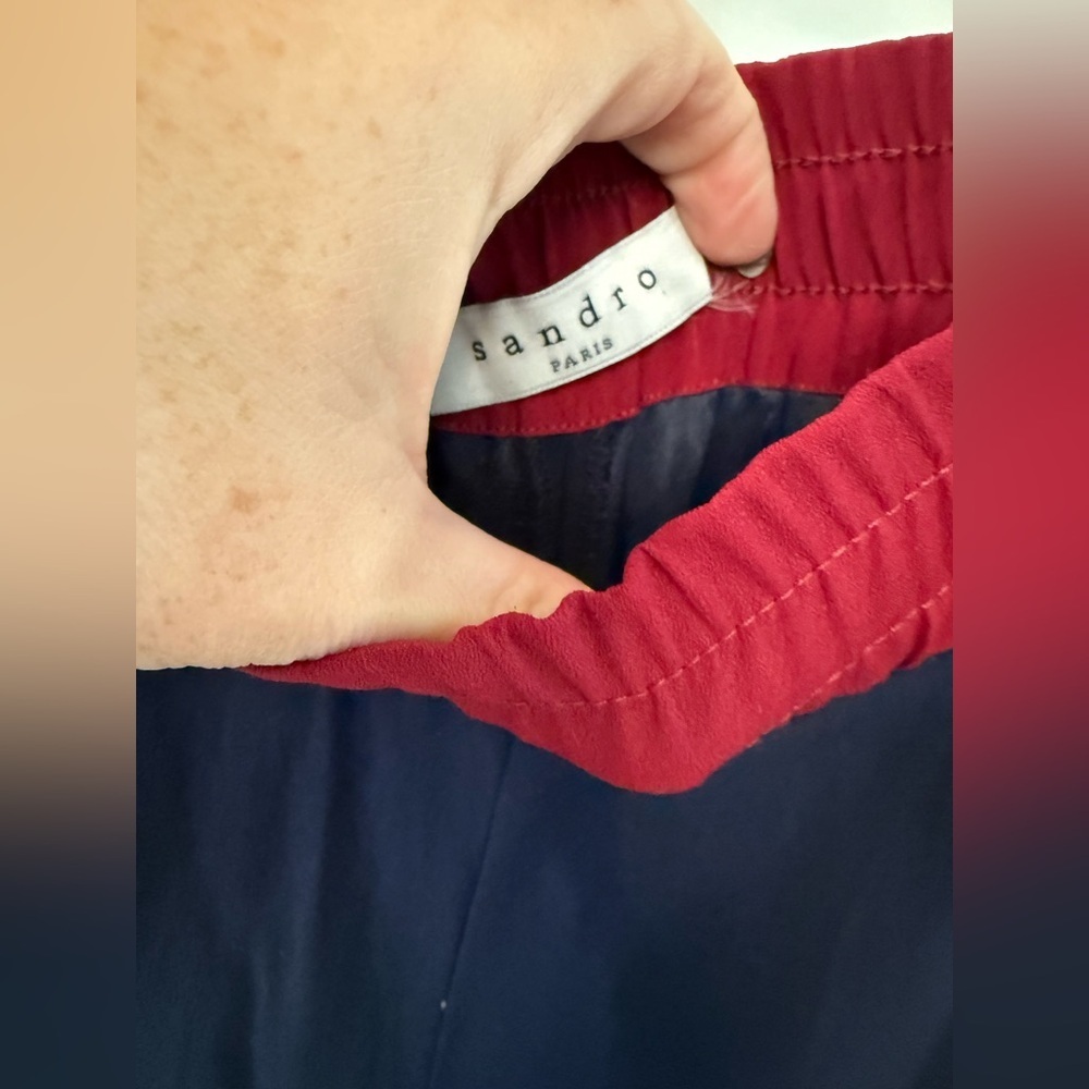 Sandro Navy Joggers with Red Waistband - Picture 4 of 7